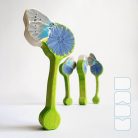 Common blue butterfly on chicory flower - handpainted wooden toy