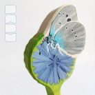 Common blue butterfly on chicory flower - handpainted wooden toy