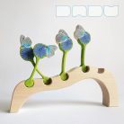 Common blue butterfly on chicory flower - handpainted wooden toy