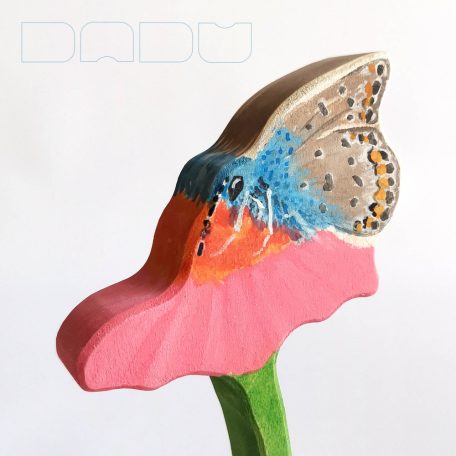 Common blue butterfly on coneflower - handpainted wooden toy