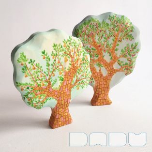   Spring-summer trees from the fairy tale forest: double-sided decorative wooden toys