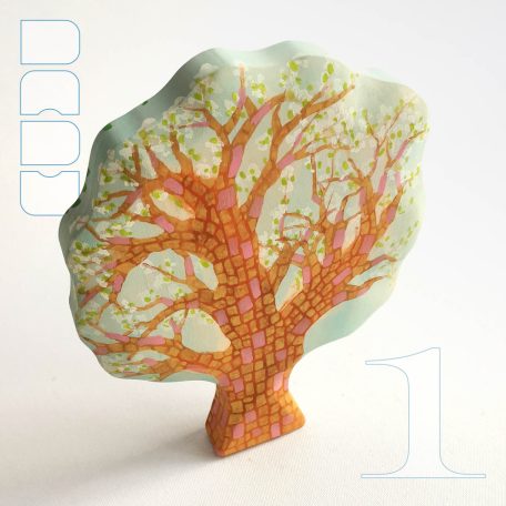 Spring-summer trees from the fairy tale forest: double-sided decorative wooden toys