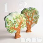 Spring-summer trees from the fairy tale forest: double-sided decorative wooden toys