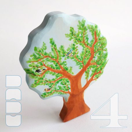 Birds on blooming tree  -  wooden toy