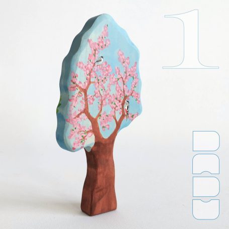 Birds on blooming tree  -  wooden toy