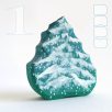 Snowy pine trees: decorative wooden toys, various designs