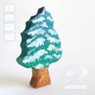 Snowy pine trees: decorative wooden toys, various designs