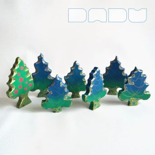   Christmas trees from the fairy tale forest: decorative wooden toys, various designs