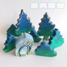 Small Christmas trees from the fairy tale forest: decorative wooden toys, various designs