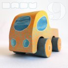 Wooden toy pickup trucks—various designs. You can choose several kind of fitting Dadu cargo and passengers to transport with them.