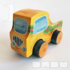Wooden toy pickup trucks—various designs. You can choose several kind of fitting Dadu cargo and passengers to transport with them.