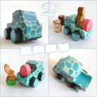 Wooden toy pickup trucks—various designs. You can choose several kind of fitting Dadu cargo and passengers to transport with them.