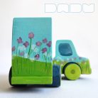 Semi Trucks with rainbow - handmade toy trucks with semi-trailer, wooden toys