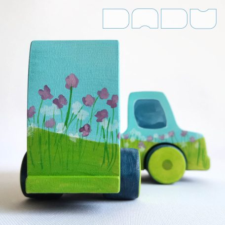 Semi Trucks with rainbow - handmade toy trucks with semi-trailer, wooden toys