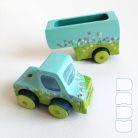 Semi Trucks with rainbow - handmade toy trucks with semi-trailer, wooden toys