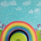 Semi Trucks with rainbow - handmade toy trucks with semi-trailer, wooden toys