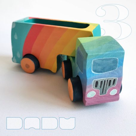 Semi Trucks with rainbow - handmade toy trucks with semi-trailer, wooden toys
