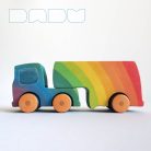 Semi Trucks with rainbow - handmade toy trucks with semi-trailer, wooden toys