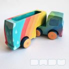 Semi Trucks with rainbow - handmade toy trucks with semi-trailer, wooden toys