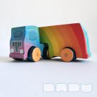 Semi Trucks with rainbow - handmade toy trucks with semi-trailer, wooden toys