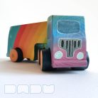 Semi Trucks with rainbow - handmade toy trucks with semi-trailer, wooden toys