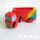 Semi Trucks with rainbow - handmade toy trucks with semi-trailer, wooden toys