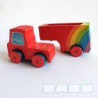 Semi Trucks with rainbow - handmade toy trucks with semi-trailer, wooden toys