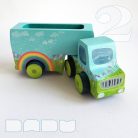 Semi Trucks with rainbow - handmade toy trucks with semi-trailer, wooden toys