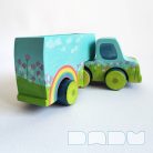 Semi Trucks with rainbow - handmade toy trucks with semi-trailer, wooden toys