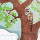 Raccoon on tree  -  wooden toy