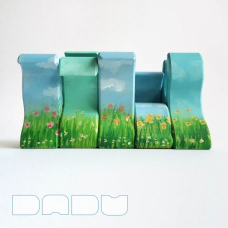 Floral bunnies - handpainted wooden toy figures