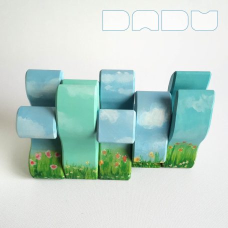 Floral bunnies - handpainted wooden toy figures