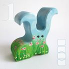 Floral bunnies - handpainted wooden toy figures