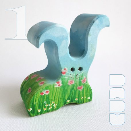 Floral bunnies - handpainted wooden toy figures