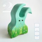 Floral bunnies - handpainted wooden toy figures