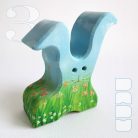 Floral bunnies - handpainted wooden toy figures