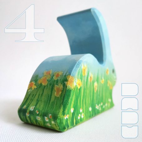 Floral bunnies - handpainted wooden toy figures