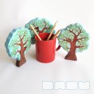 Red panda on tree  -  wooden toy