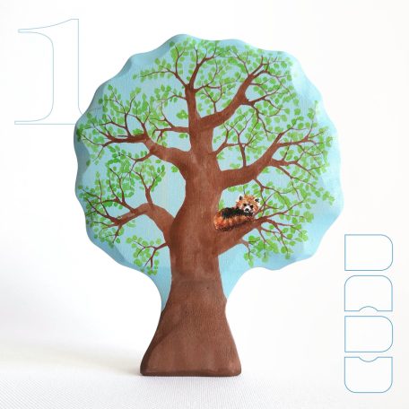 Red panda on tree  -  wooden toy
