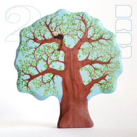 Red panda on tree  -  wooden toy