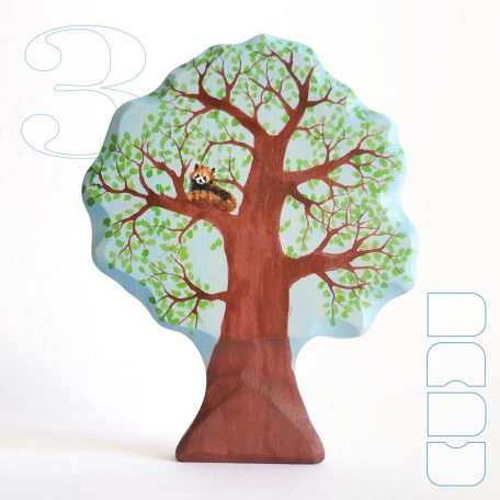 Red panda on tree  -  wooden toy