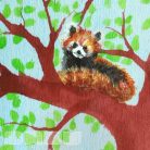 Red panda on tree  -  wooden toy