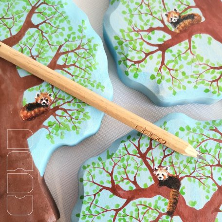 Red panda on tree  -  wooden toy