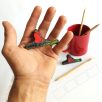 Six-spot burnet - handpainted unique wooden insect toy