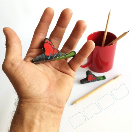 Six-spot burnet - handpainted unique wooden insect toy