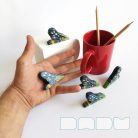 Nine-spotted moth - handpainted unique wooden insect toy