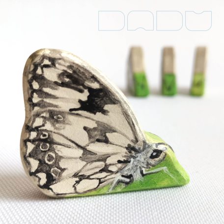 Marbled white - handpainted unique wooden butterfly