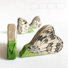 Marbled white - handpainted unique wooden butterfly