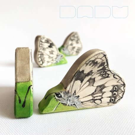 Marbled white - handpainted unique wooden butterfly