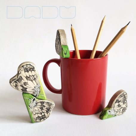 Marbled white - handpainted unique wooden butterfly